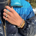 Rings 14K & 18K Gold Emerald Cut and Pear Cut Double Diamond Ring, Lab Grown