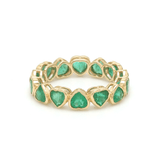 Rings 14K & 18K Gold Emerald Heart Eternity Band, Bezel Set