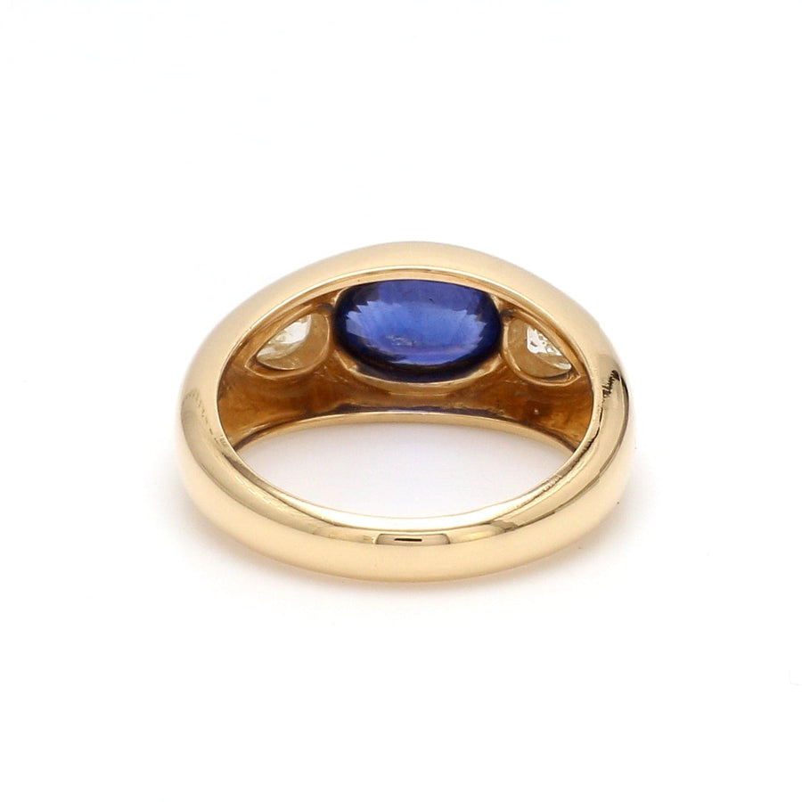 Rings 14K & 18K Gold Oval Blue Sapphire & Diamond Dome Ring