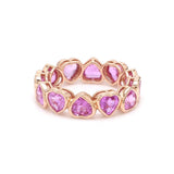Rings 14K & 18K Gold Pink Sapphire Heart Eternity Band, Bezel Set