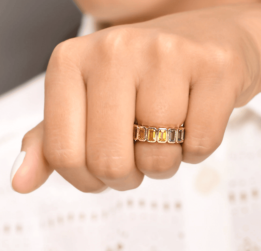 Rings 14K & 18K Gold Rainbow Eternity Ring, Bezel Set