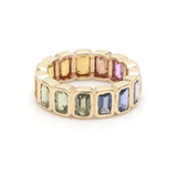 Rings 14K & 18K Gold Rainbow Eternity Ring, Bezel Set