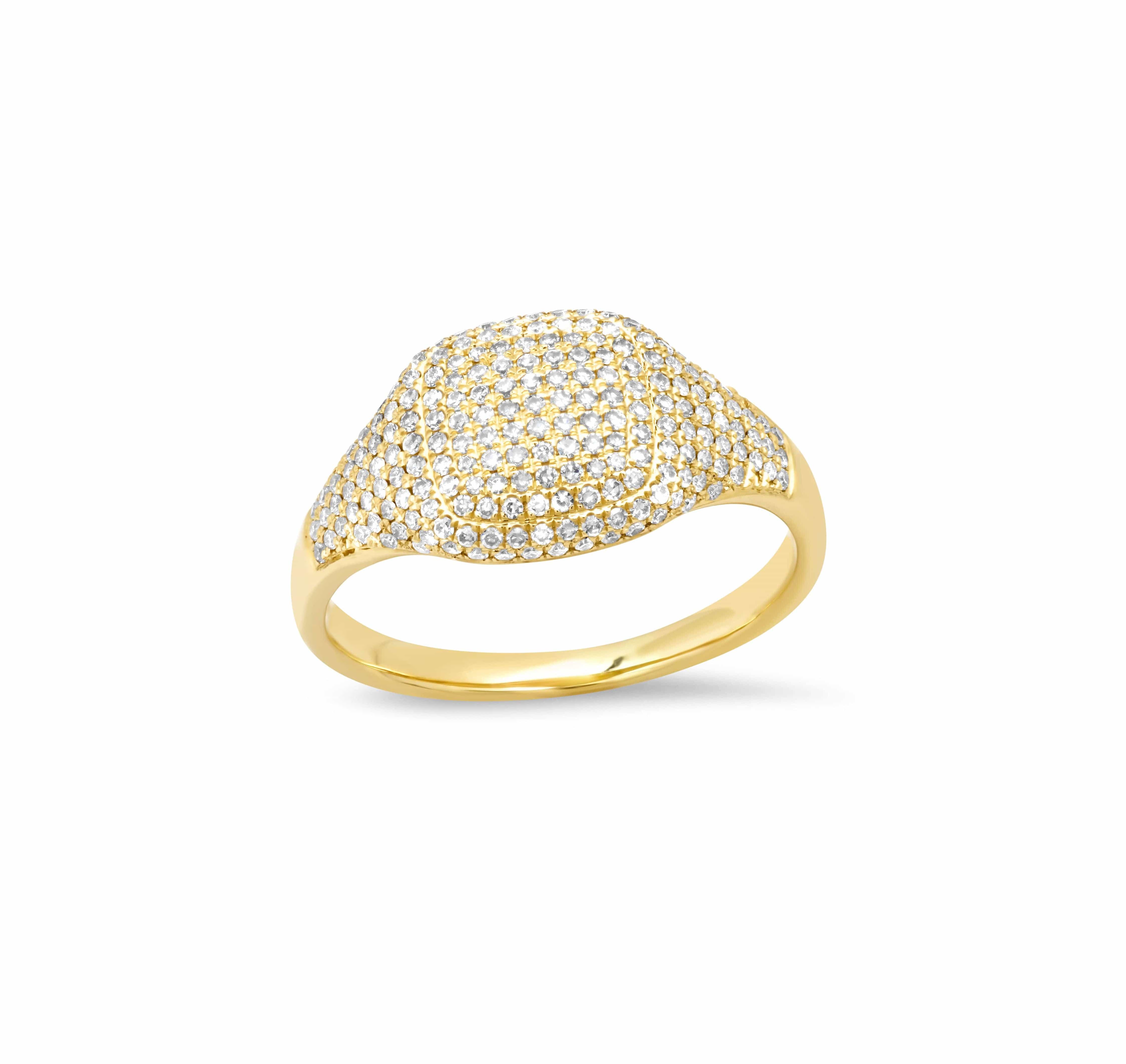 Rings 14K Gold Micro-Pave Diamond Dome Ring