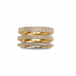 Rings 14K Gold Triple Micro-Pave Diamond Ring, Micro-Pave Bands, Pinky or Midi
