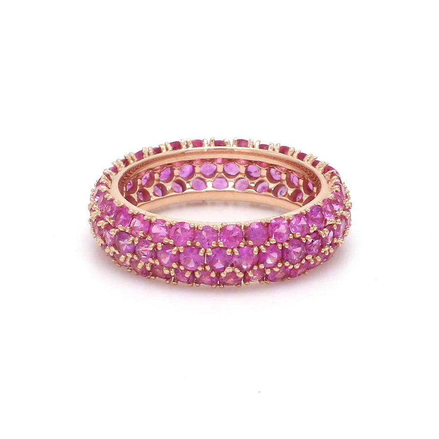 Rings 14K or 18K Gold Pave Pink Sapphire Eternity Band