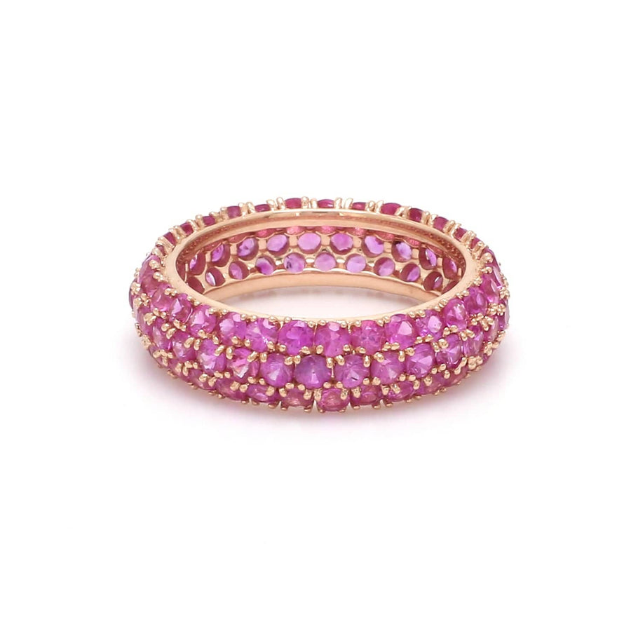 Rings 14K or 18K Gold Pave Pink Sapphire Eternity Band