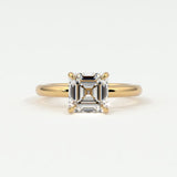 Rings 14K Rose Gold / 7 Asscher Cut Diamond Solitaire Band