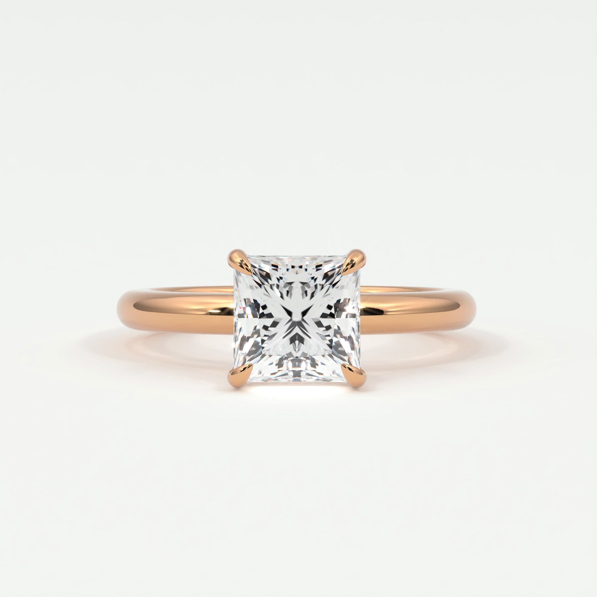 Rings 14K Rose Gold / 7 Princess Cut Diamond Solitaire Band