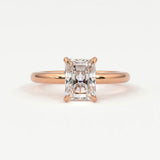 Rings 14K Rose Gold / 7 Radiant Cut Diamond Solitaire Band