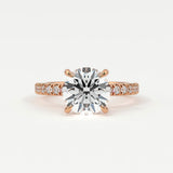 Rings 14K Rose Gold / 7 Round Brilliant Diamond Pave Band, Hidden Halo