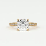 Rings 14K Rose Gold / 7 Square Radiant Diamond Pave Band, Hidden Halo