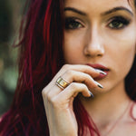 Rings 14K Solid Gold Thick Band with Diamonds Signature Ring