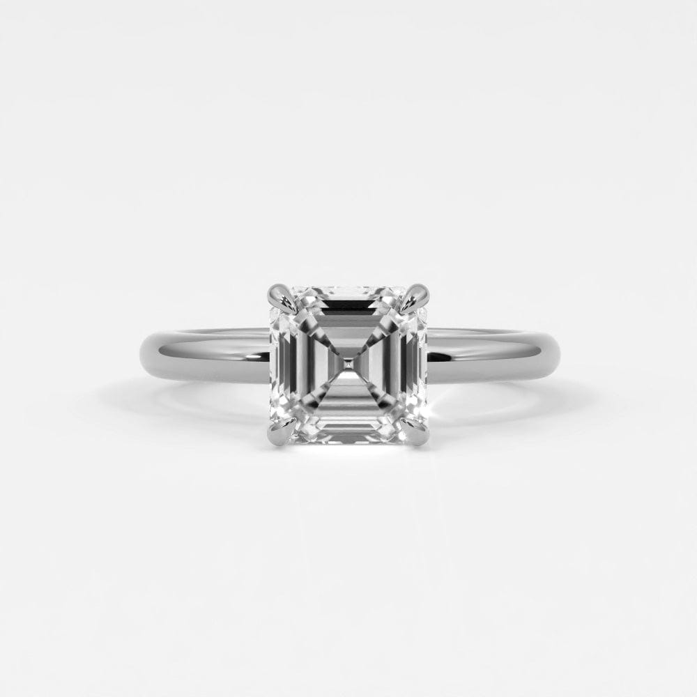Rings 14K White Gold / 7 Asscher Cut Diamond Solitaire Band