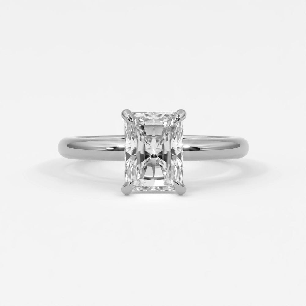 Rings 14K White Gold / 7 Radiant Cut Diamond Solitaire Band