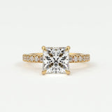 Rings 14K Yellow Gold / 10.5 Princess Cut Pave Diamond Single Row, Hidden Halo