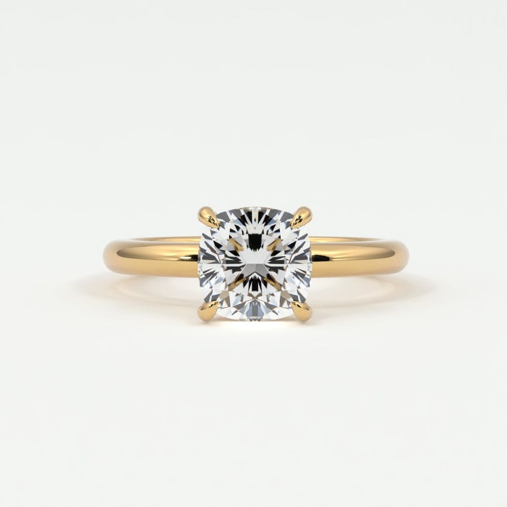 Rings 14K Yellow Gold / 7 Cushion Cut Diamond Solitaire Band