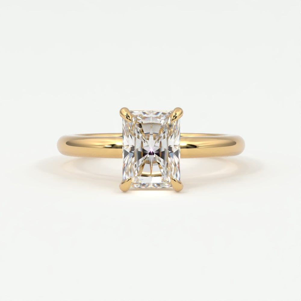 Rings 14K Yellow Gold / 7 Radiant Cut Diamond Solitaire Band