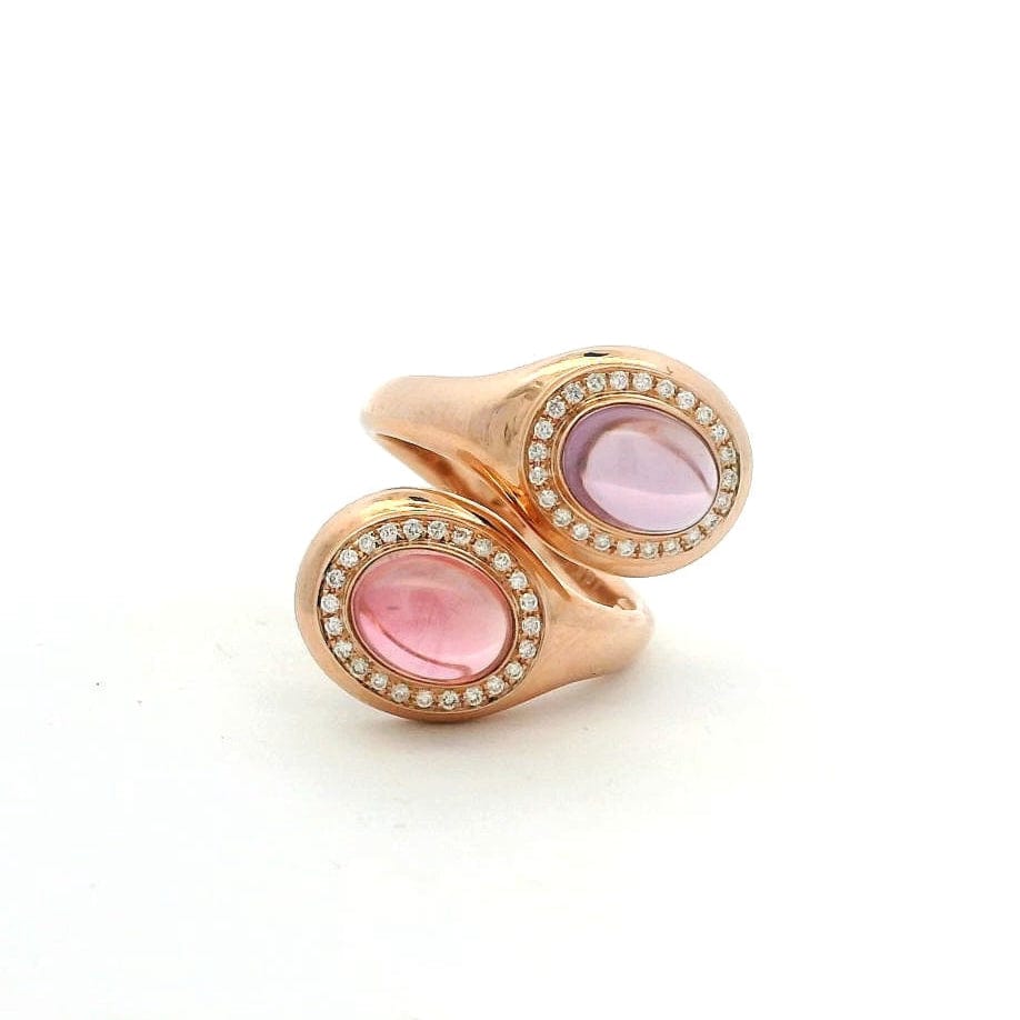 Rings 18K Gold Amethyst and Diamond Wrap Around Ring