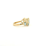 Rings 18K Gold Blue Topaz and Diamond Cluster Ring