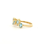 Rings 18K Gold Blue Topaz and Diamond Cluster Ring