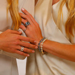 Rings 18K Gold Blue Topaz and Diamond Cluster Ring