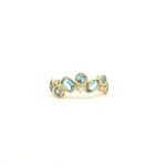 Rings 18K Gold Blue Topaz and Diamond Cluster Ring