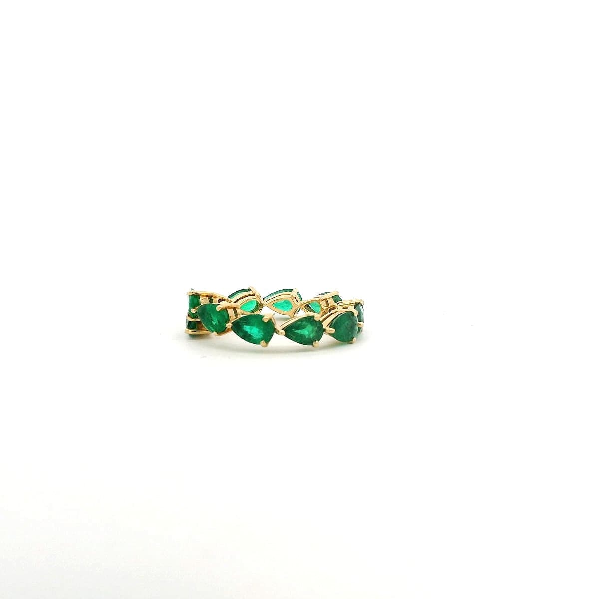 Rings 18K Gold East West Emerald Wrap Eternity Band