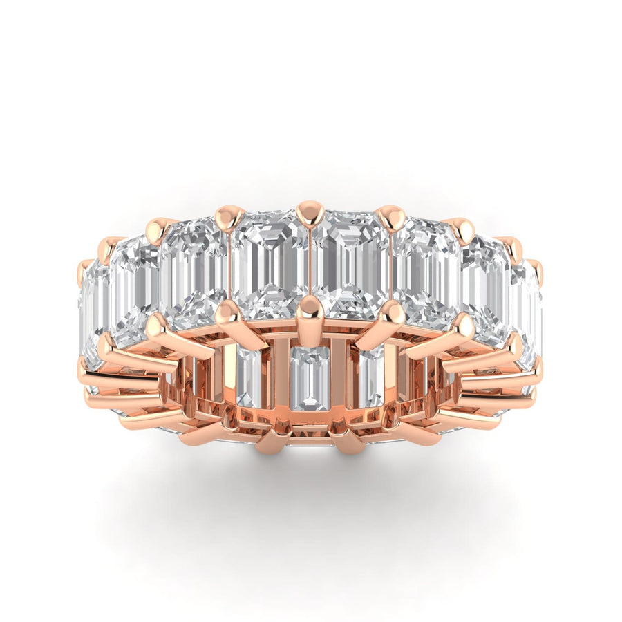 Rings 6 / Rose Gold / 11.9 ct 14K Gold Emerald Cut Diamond Eternity Ring Lab Grown