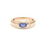 Rings 6 / Rose Gold / 14K 14K & 18K Gold  Blue Sapphire and Diamond Baby Dome Ring