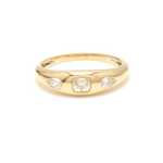 Rings 6 / Rose Gold / 14K 14K & 18K Gold Cushion Cut Diamond and Pear Cut Diamond Dome Ring