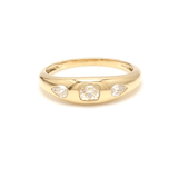 Rings 6 / Rose Gold / 14K 14K & 18K Gold Cushion Cut Diamond and Pear Cut Diamond Dome Ring