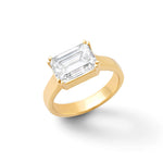 Rings 6 / Rose Gold / 14K 14K & 18K Gold Emerald Cut East West Diamond Ring, Lab Grown