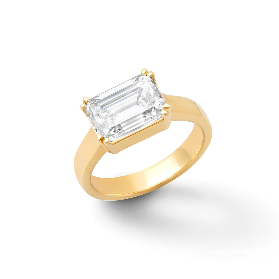 Rings 6 / Rose Gold / 14K 14K & 18K Gold Emerald Cut East West Diamond Ring, Lab Grown