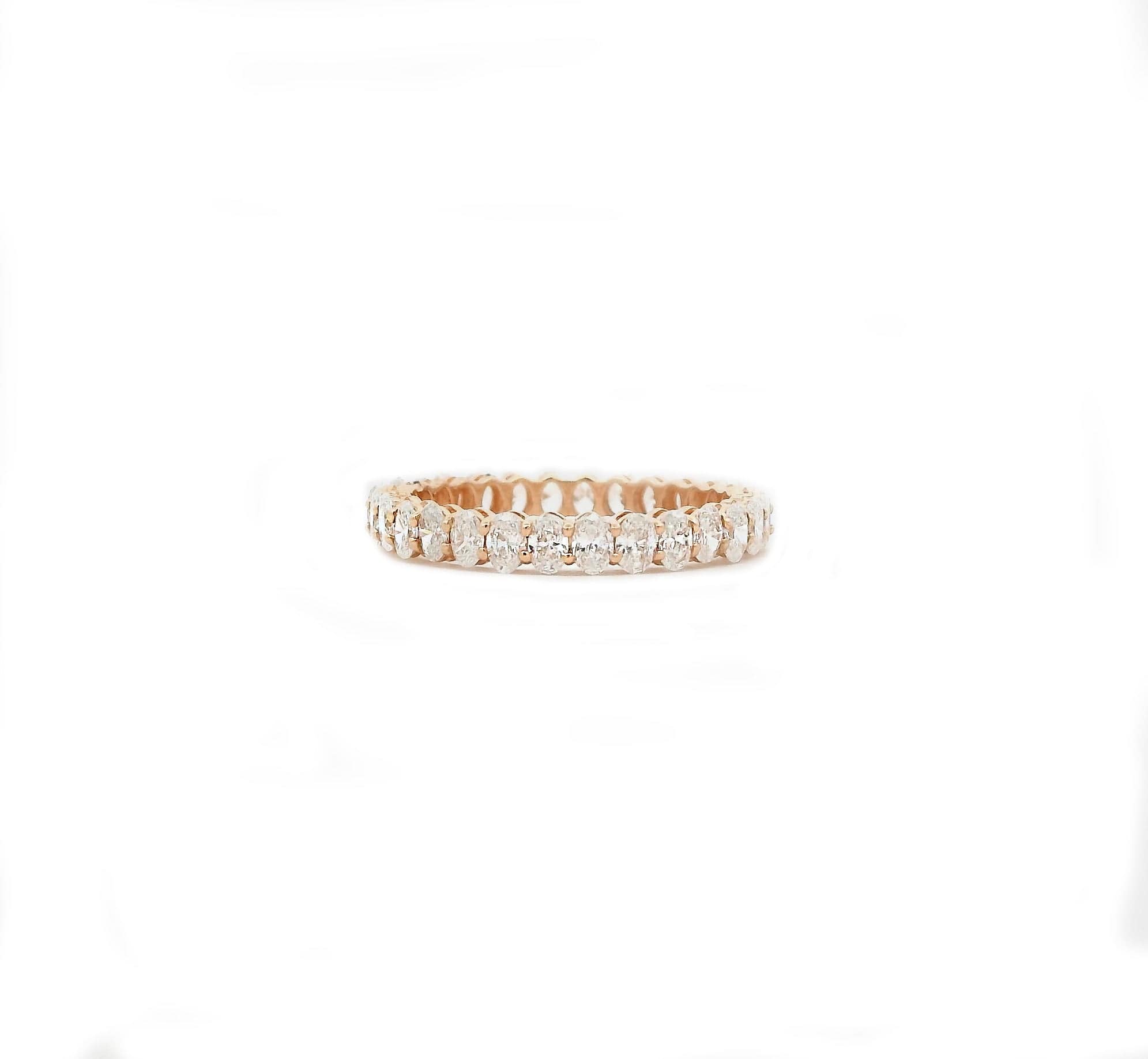 Rings 6 / Rose Gold / 14K 14K & 18K Gold Oval Diamond Eternity Ring, Lab Grown, 1.7 cts