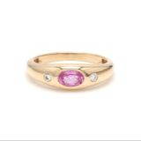 Rings 6 / Rose Gold / 14K 14K & 18K Gold Pink Sapphire and Diamond Baby Dome Ring