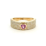 Rings 6 / Rose Gold / 14K 14K & 18K Gold Pink Sapphire and Pave Diamond Ring