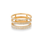 Rings 6 / Rose Gold 14K Gold Triple Micro-Pave Diamond Ring, Micro-Pave Bands, Pinky or Midi