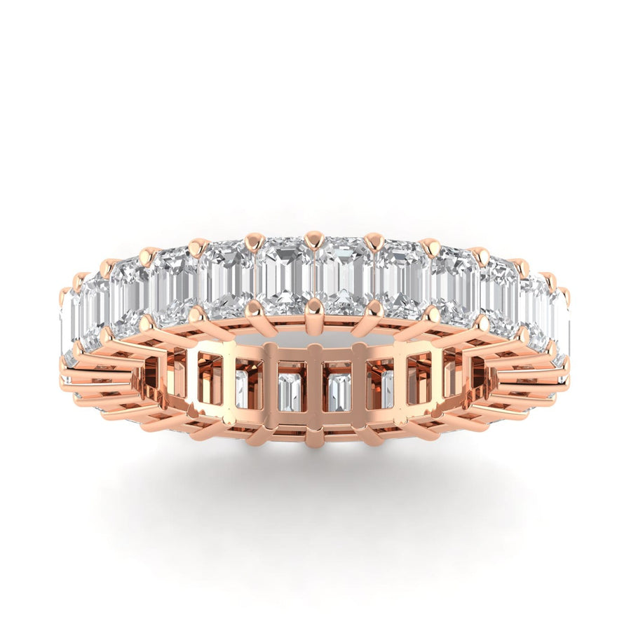 Rings 6 / Rose Gold / 3.9 ct 14K Gold Emerald Cut Diamond Eternity Ring Lab Grown