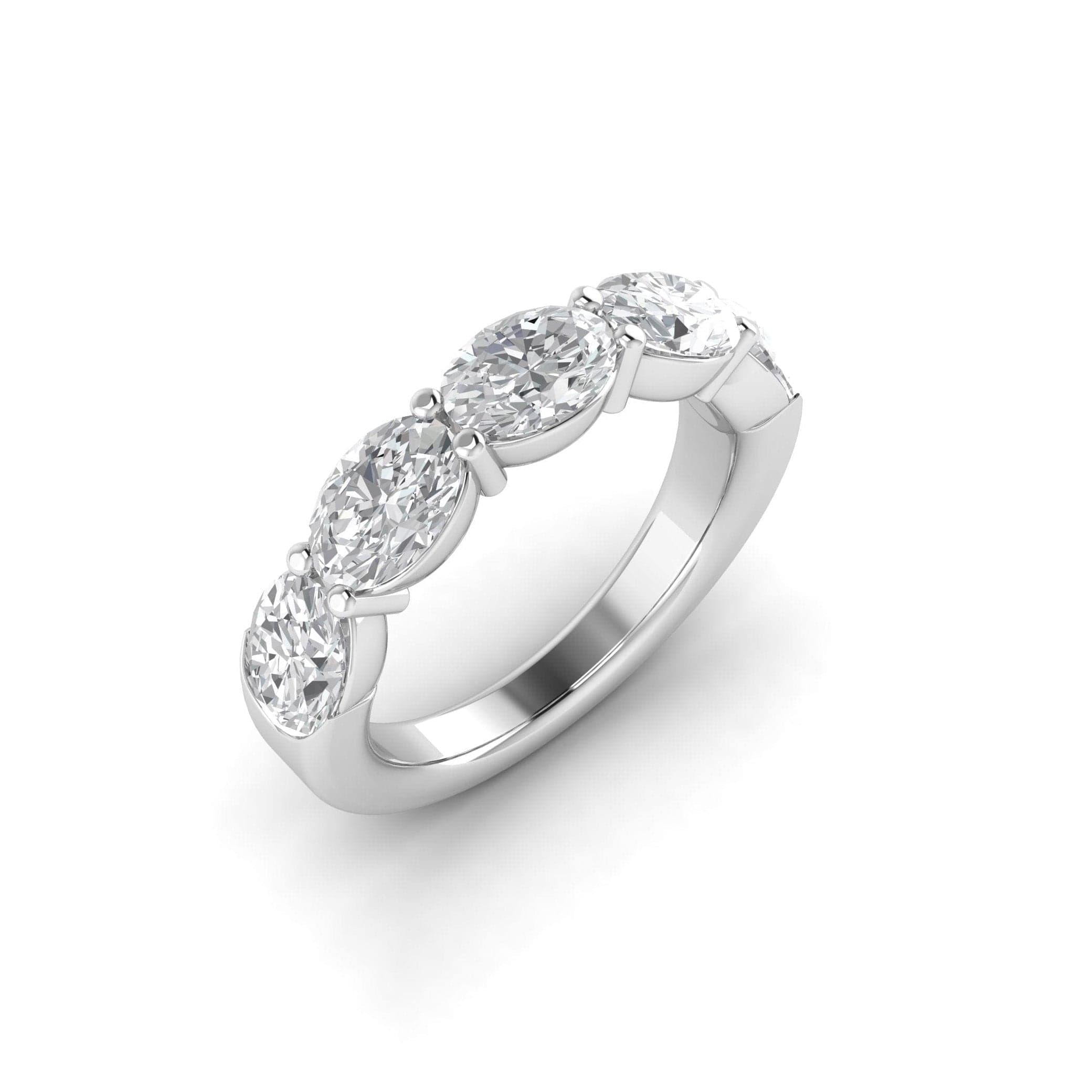 Rings 6 / White Gold / 14K 14K & 18K Gold Oval East West Diamond Eternity Ring, Lab Grown