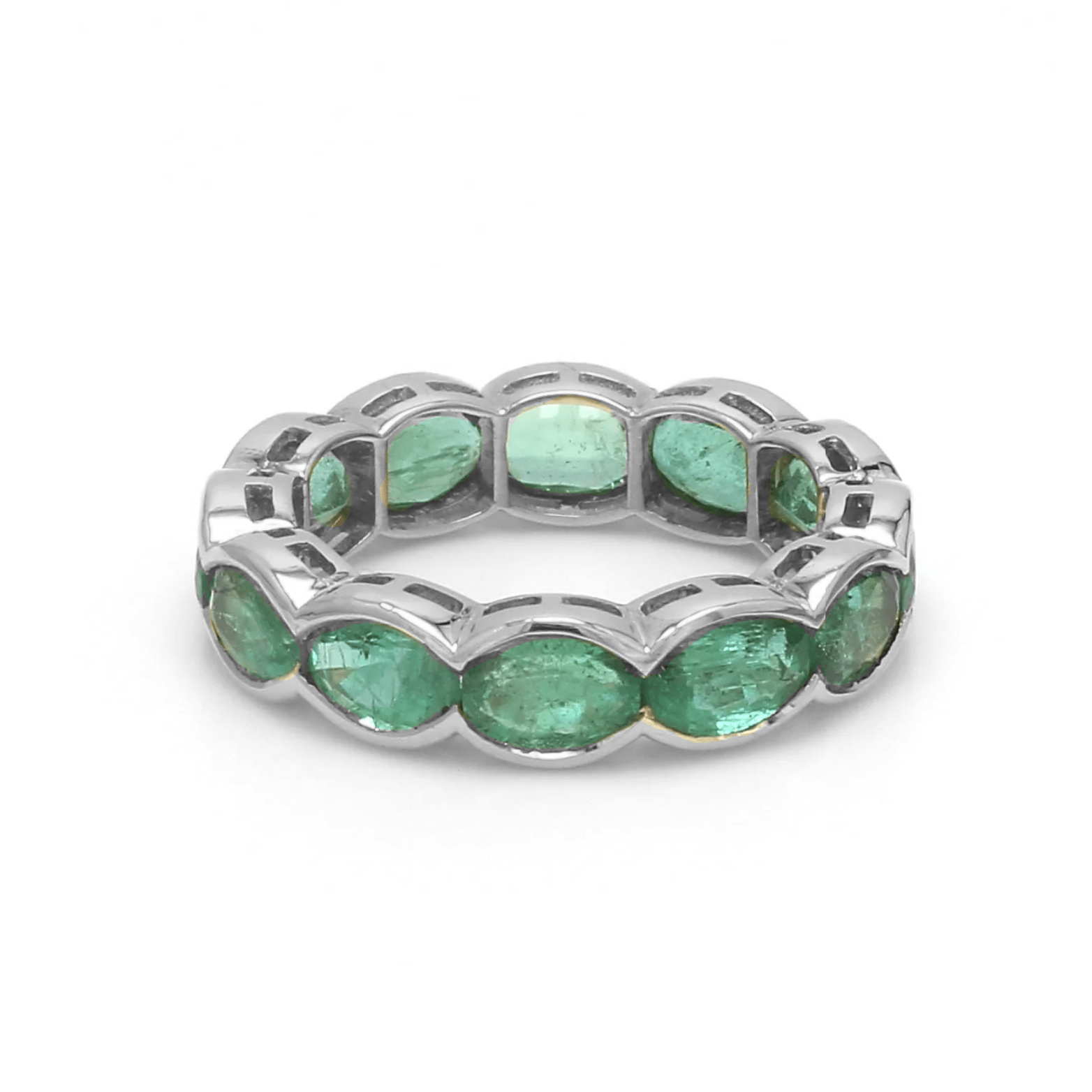 Rings 6 / White Gold / 14K 14K or 18K Gold Oval East West Bezel Set Eternity Band