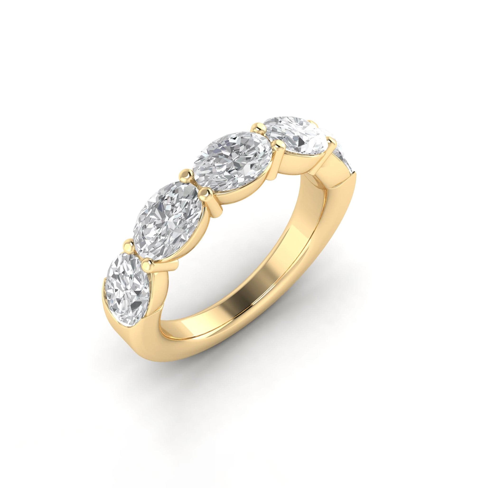 Rings 6 / Yellow Gold / 14K 14K & 18K Gold Oval East West Diamond Eternity Ring, Lab Grown