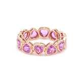 Rings 6 / Yellow Gold / 14K 14K & 18K Gold Pink Sapphire Heart Eternity Band, Bezel Set