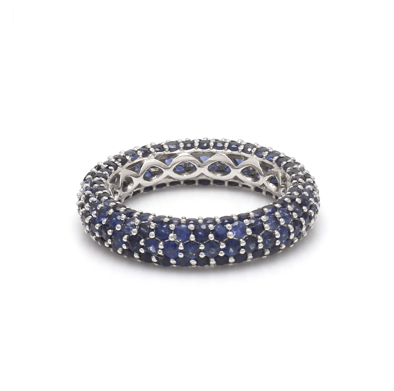 Rings 6 / Yellow Gold / 14K 14K or 18K Gold Pave Blue Sapphire Eternity Band