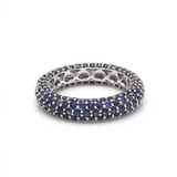 Rings 6 / Yellow Gold / 14K 14K or 18K Gold Pave Blue Sapphire Eternity Band