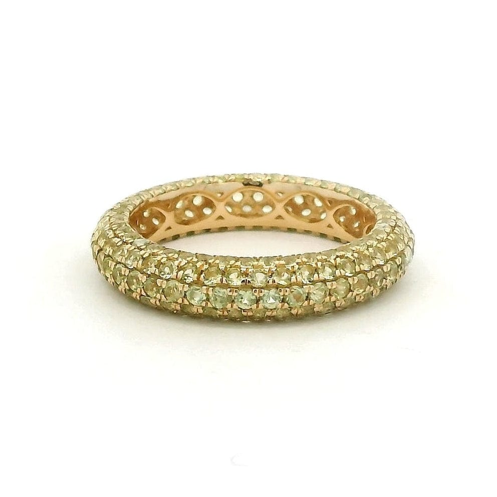 Rings 6 / Yellow Gold / 14K 14K or 18K Gold Pave Peridot Inside Outside Dome Eternity Band