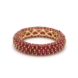 Rings 6 / Yellow Gold / 14K 14K or 18K Gold Pave Ruby Inside Outside Dome Eternity Band