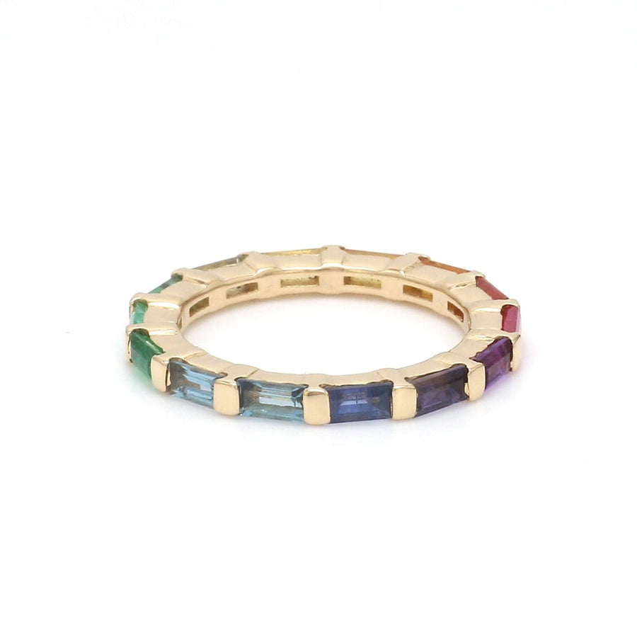 Rings 6 / Yellow Gold 14K & 18K Gold East West Rainbow Eternity Ring
