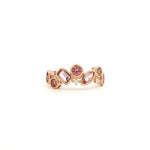 Rings 6 / Yellow Gold / 18K 18K Gold Pink Sapphire and Diamond Cluster Ring, Medium