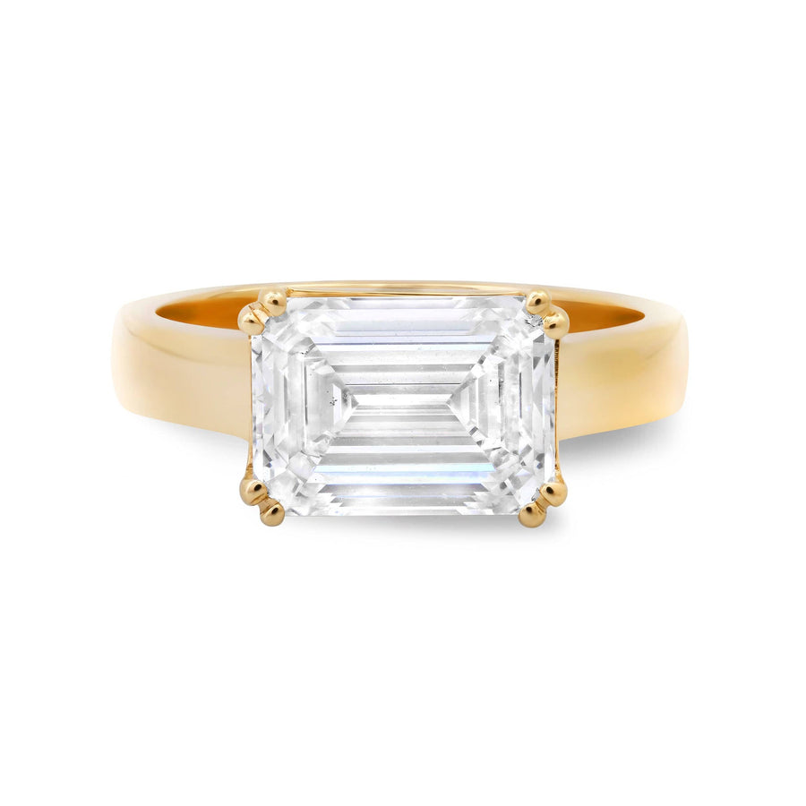 Rings 6 / Rose Gold / 14K 14K & 18K Gold Emerald Cut East West Diamond Ring