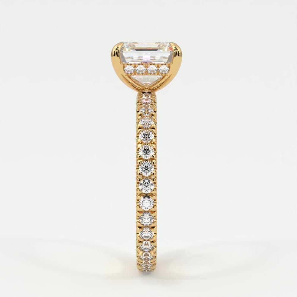 Rings Asscher Cut Diamond Pave Band, Hidden Halo